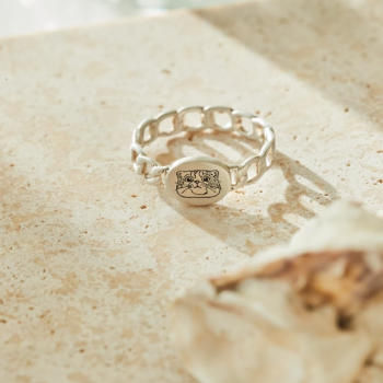 실버 오벌 체인 반지